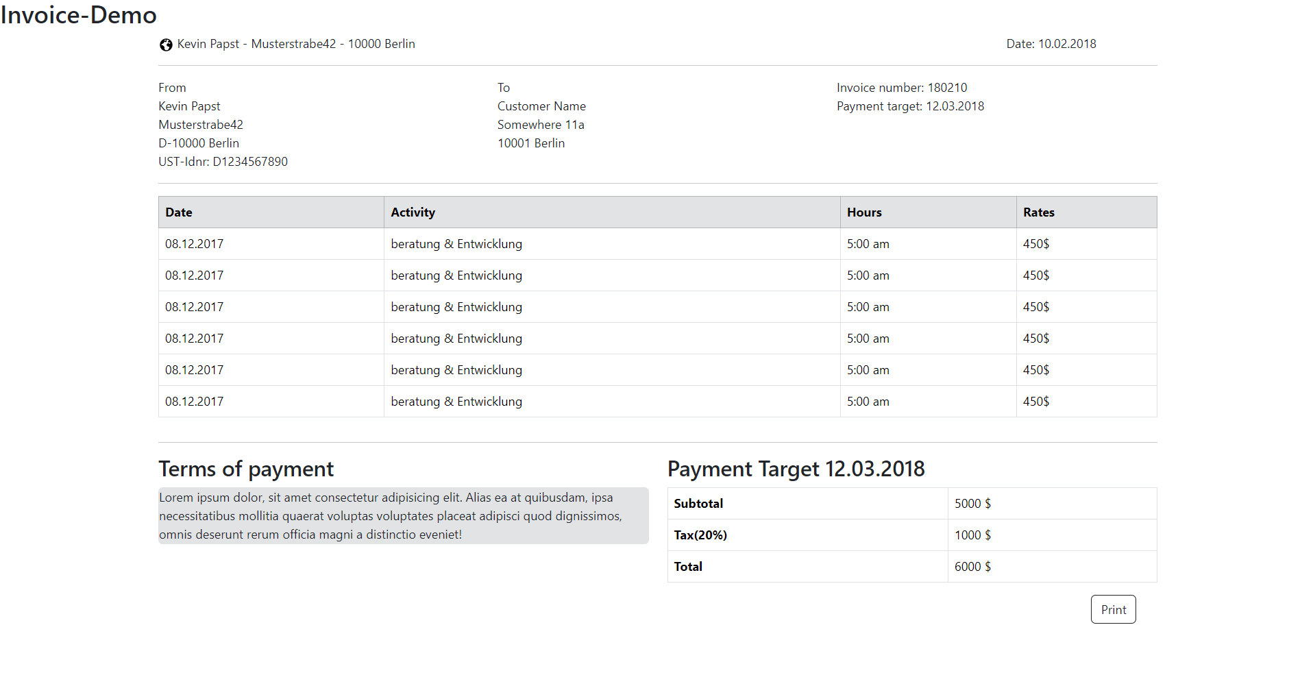 Invoice Demo